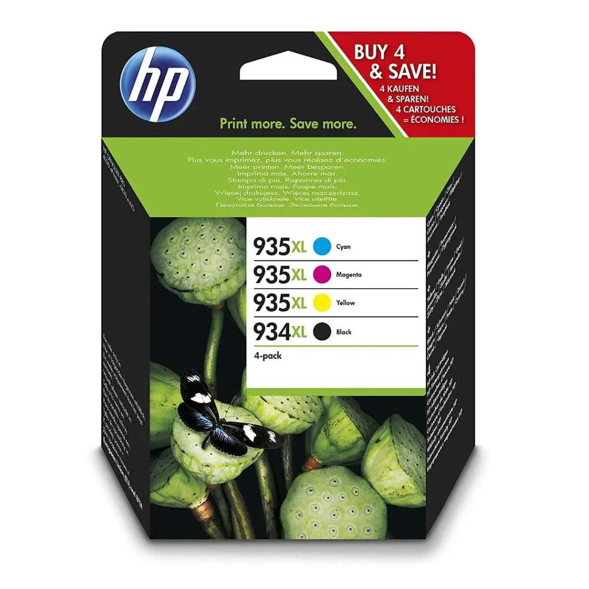 HP 934XL/935XL Noir couleur Multipack de 4 cartouches d'encre d'origine HP 934XL/935XL Noir couleur Multipack de 4 cartouches d'encre d'origine
