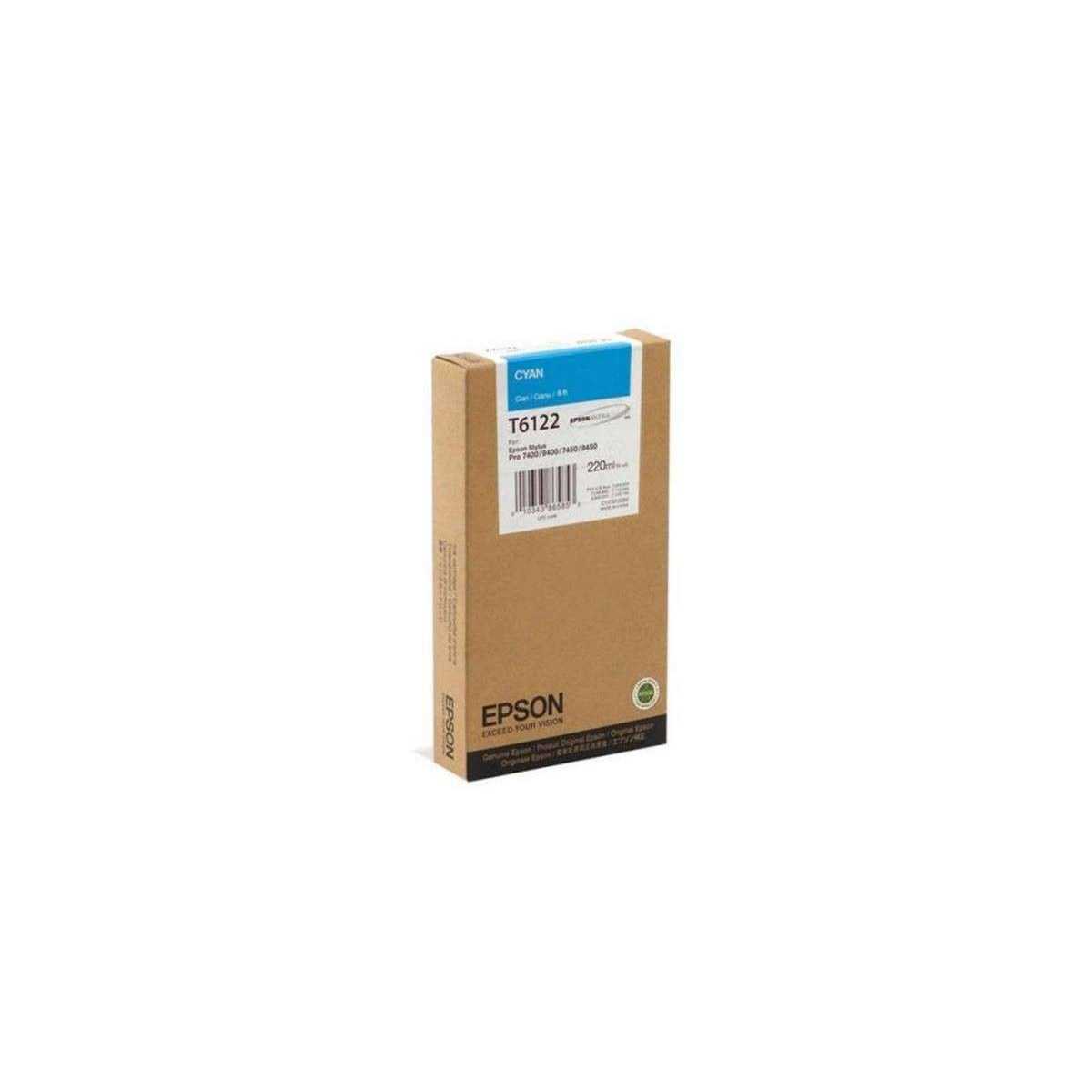 Epson T6122 Cyan Cartouche d'encre d'origine au meilleur prix Epson T6122 Cyan Cartouche d'encre d'origine au meilleur prix