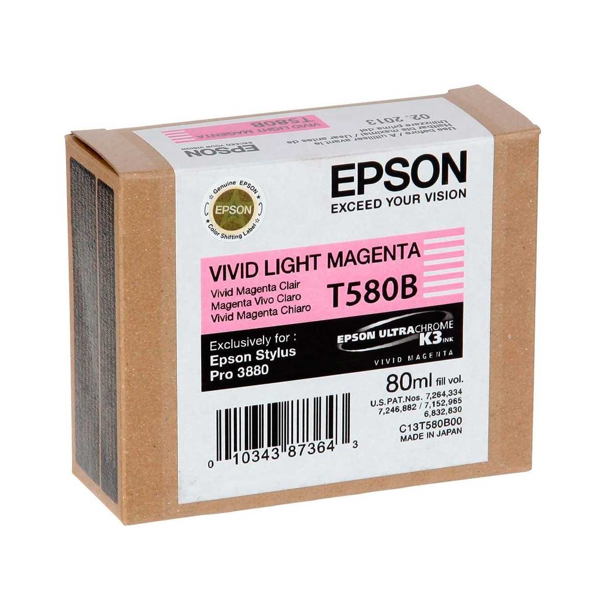 EPSON T580B Magenta vif clair Cartouche d'encre d'origine EPSON T580B Magenta vif clair Cartouche d'encre d'origine