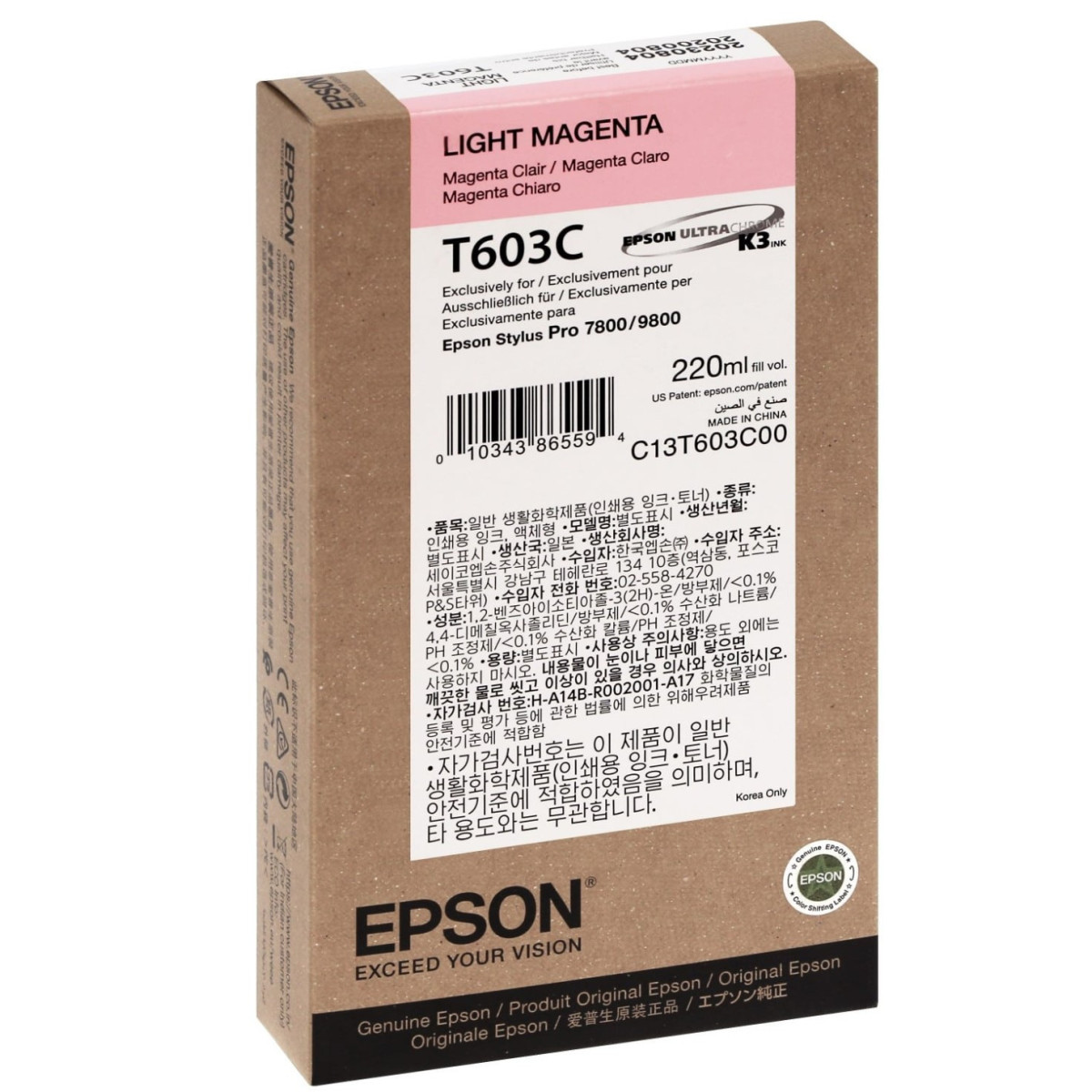 Epson T603C Magenta clair Cartouche d'encre d'origine