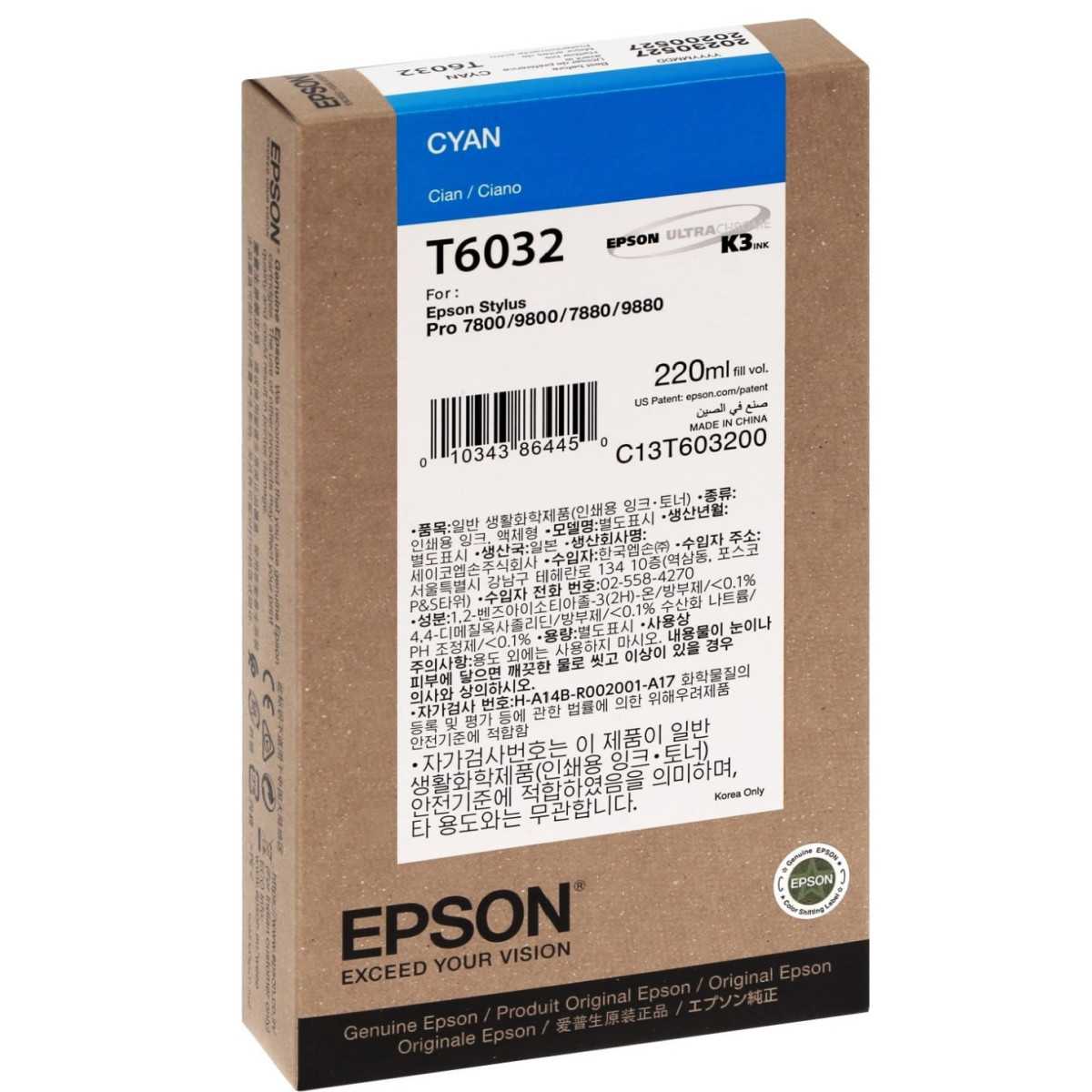 Epson T6032 Cyan Cartouche d'encre au meilleur prix Epson T6032 Cyan Cartouche d'encre au meilleur prix