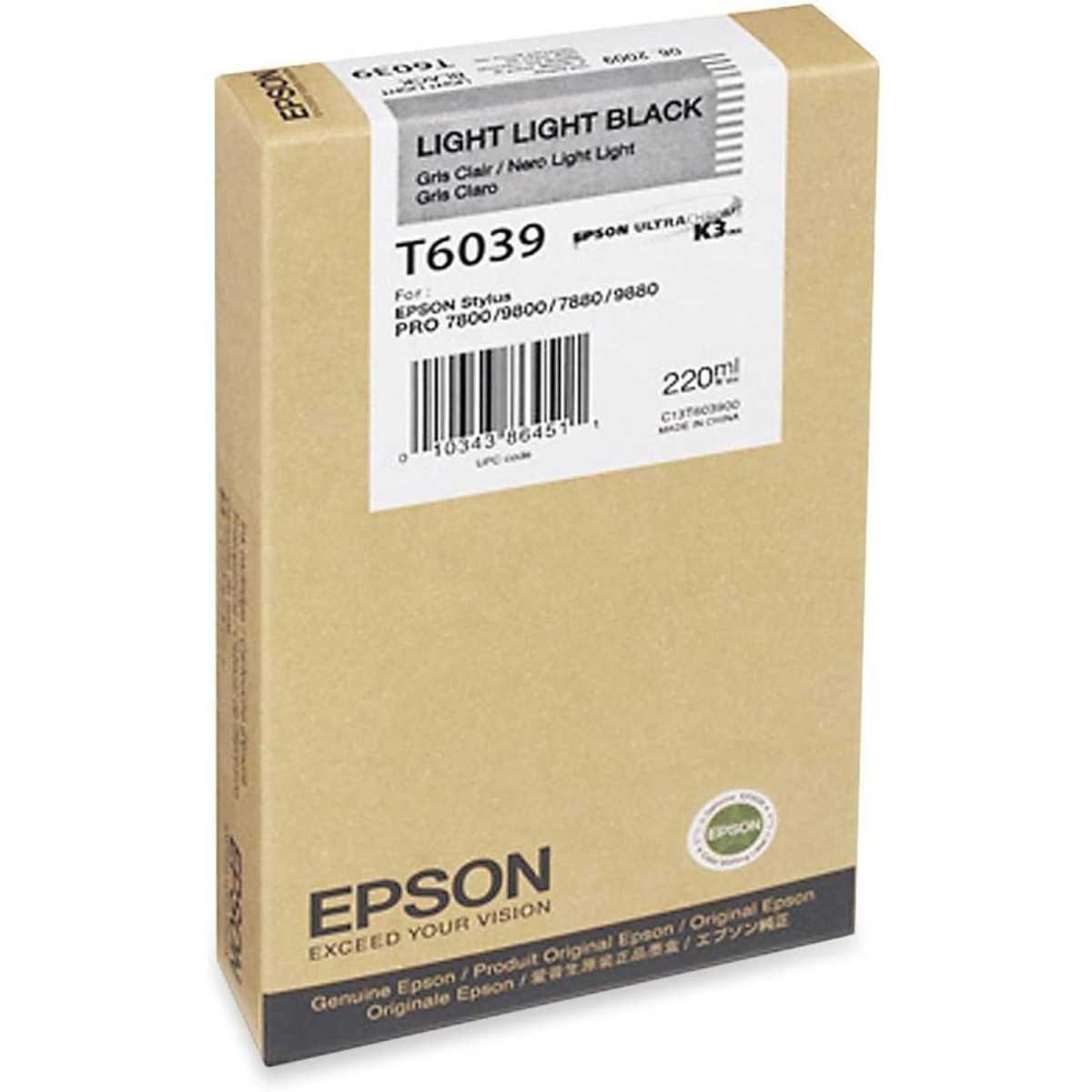 Epson T6039 Noir clair Cartouche d'encre au meilleur prix Epson T6039 Noir clair Cartouche d'encre au meilleur prix