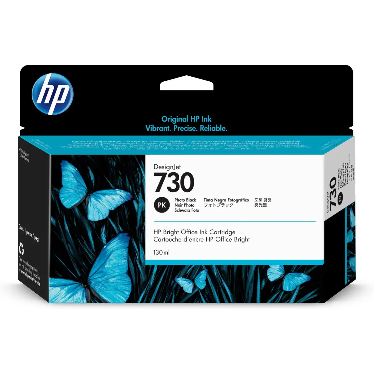 HP 730 Photo noir Cartouche d'encre d'origine - P2V67A