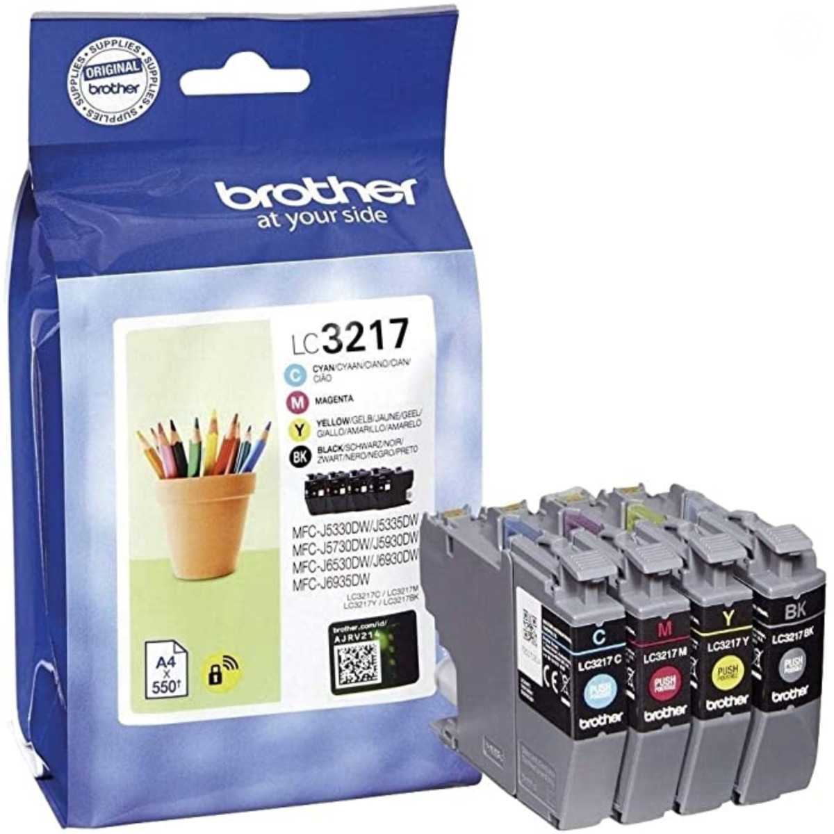 Brother LC3217 Noir couleur Pack de 4 cartouches au meilleur prix Brother LC3217 Noir couleur Pack de 4 cartouches au meilleur prix