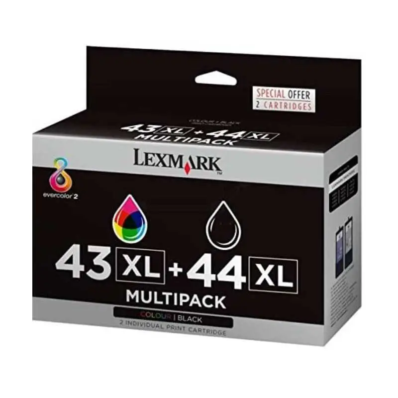 Lexmark 43XL/44XL Noir couleur Pack de 2 Cartouches authentiques au meilleur prix