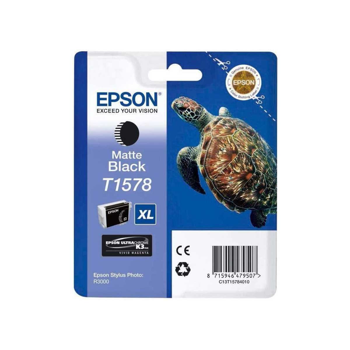 Epson T1578 Noir mat Cartouche d'encre Tortue au meilleur prix Epson T1578 Noir mat Cartouche d'encre Tortue au meilleur prix
