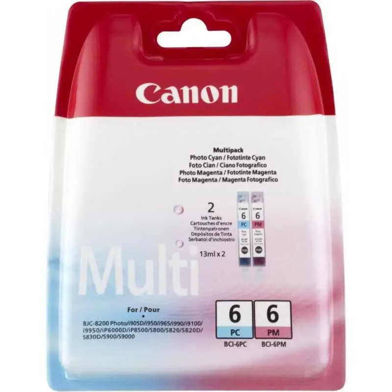 Canon BCI-6 PC/PM Photo Cyan, Magenta Multipack de 2 cartouches d'encre d'origine