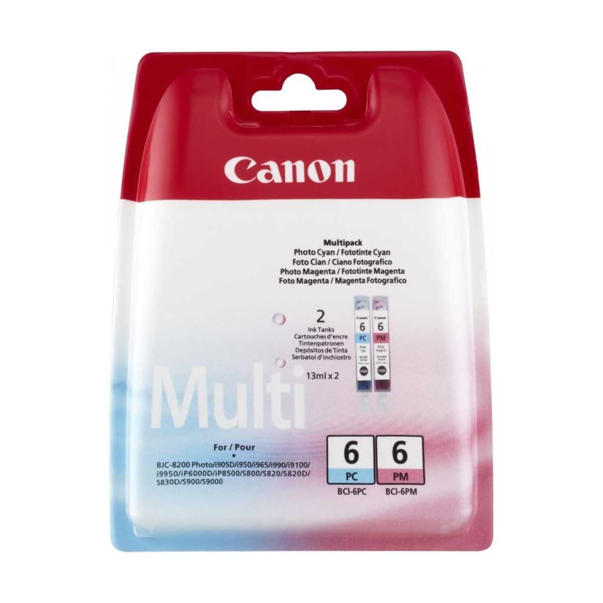 Canon BCI-6 PC/PM Photo Cyan, Magenta Multipack de 2 cartouches d'encre d'origine Canon BCI-6 PC/PM Photo Cyan, Magenta Multipack de 2 cartouches d'encre d'origine