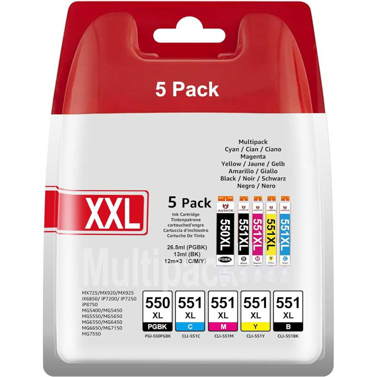 Canon PGI-550 XL/CLI-551XL Pack de 5 Cartouches au meilleur prix Canon PGI-550 XL/CLI-551XL Pack de 5 Cartouches au meilleur prix