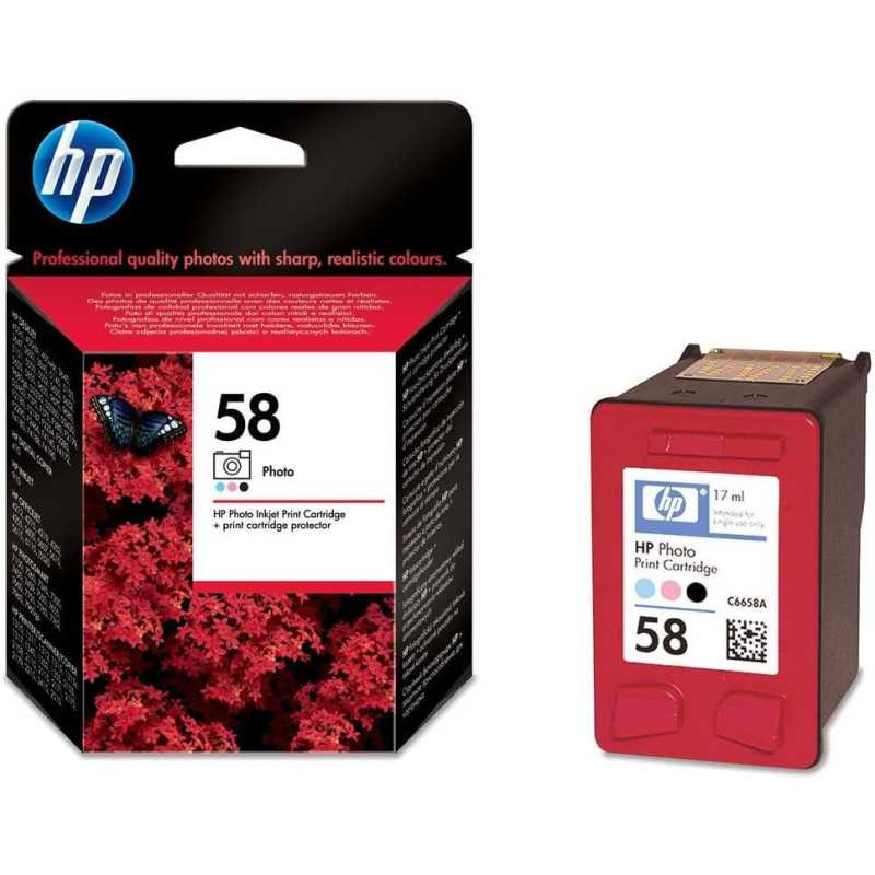 HP 58 Photo Noir, magenta clair, cyan clair d'origine au meilleur prix