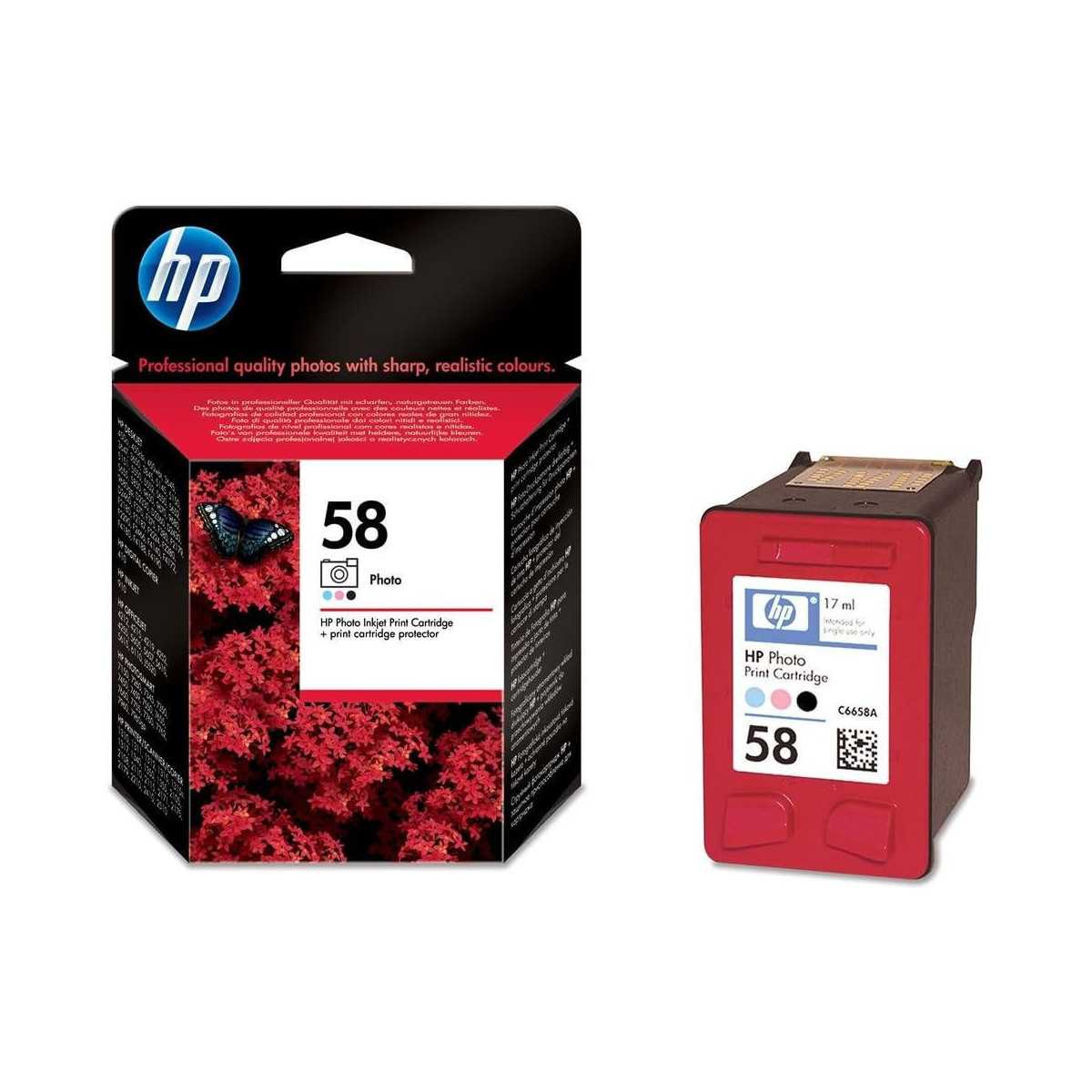HP 58 Photo Noir, magenta clair, cyan clair d'origine au meilleur prix