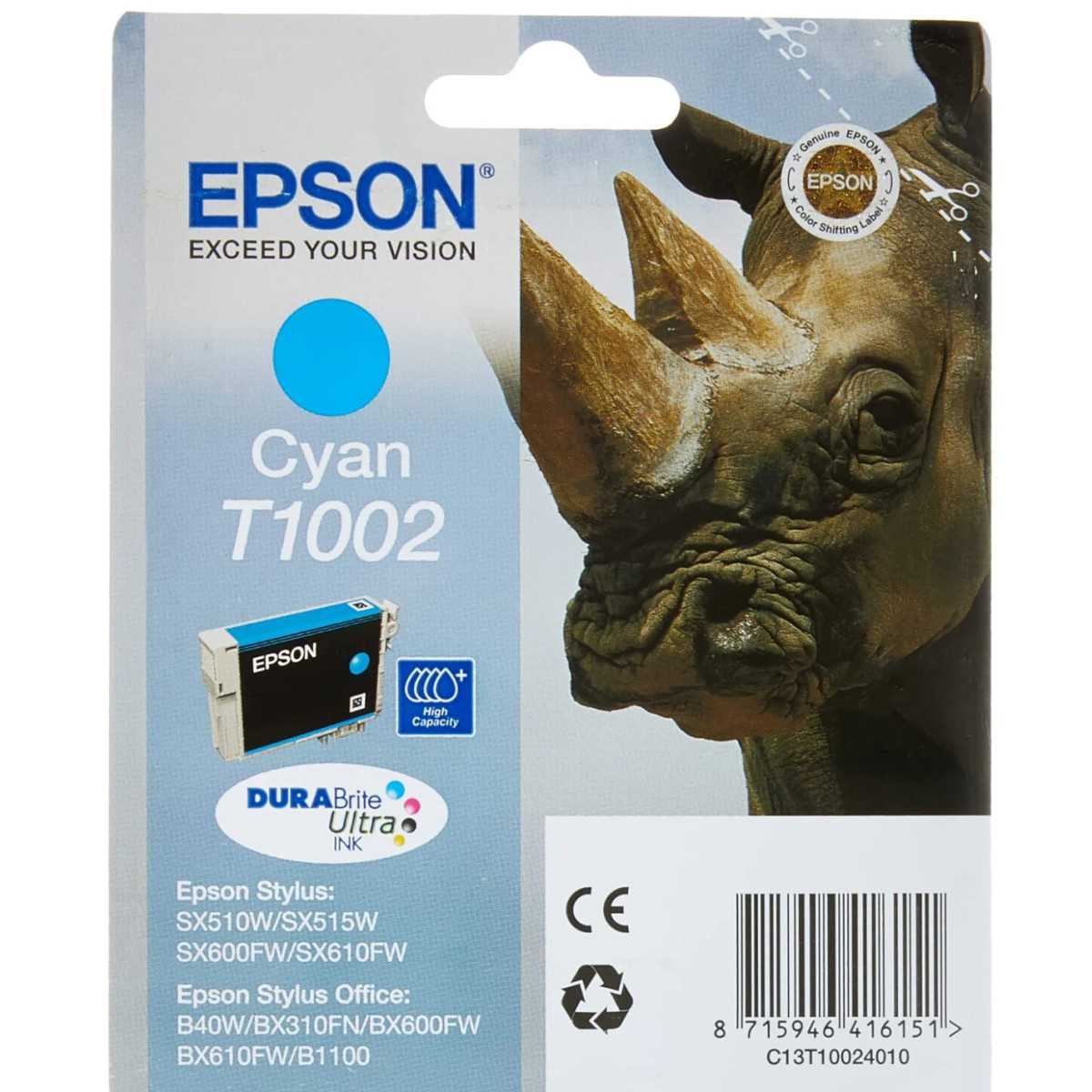 Cartouche d'encre Epson T1002 Cyan Rhinocéros – Qualité et Prix sur Cartouches-fr.com Cartouche d'encre Epson T1002 Cyan Rhinocéros – Qualité et Prix sur Cartouches-fr.com