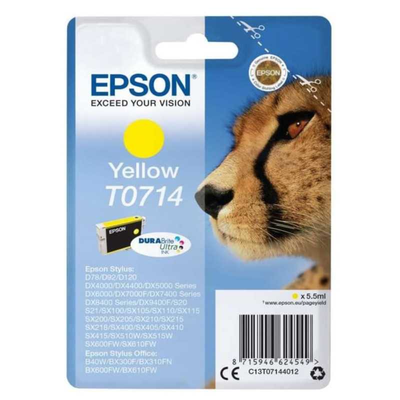 Epson T0714 Jaune Guépard Cartouche d'encre d'origine au meilleur prix