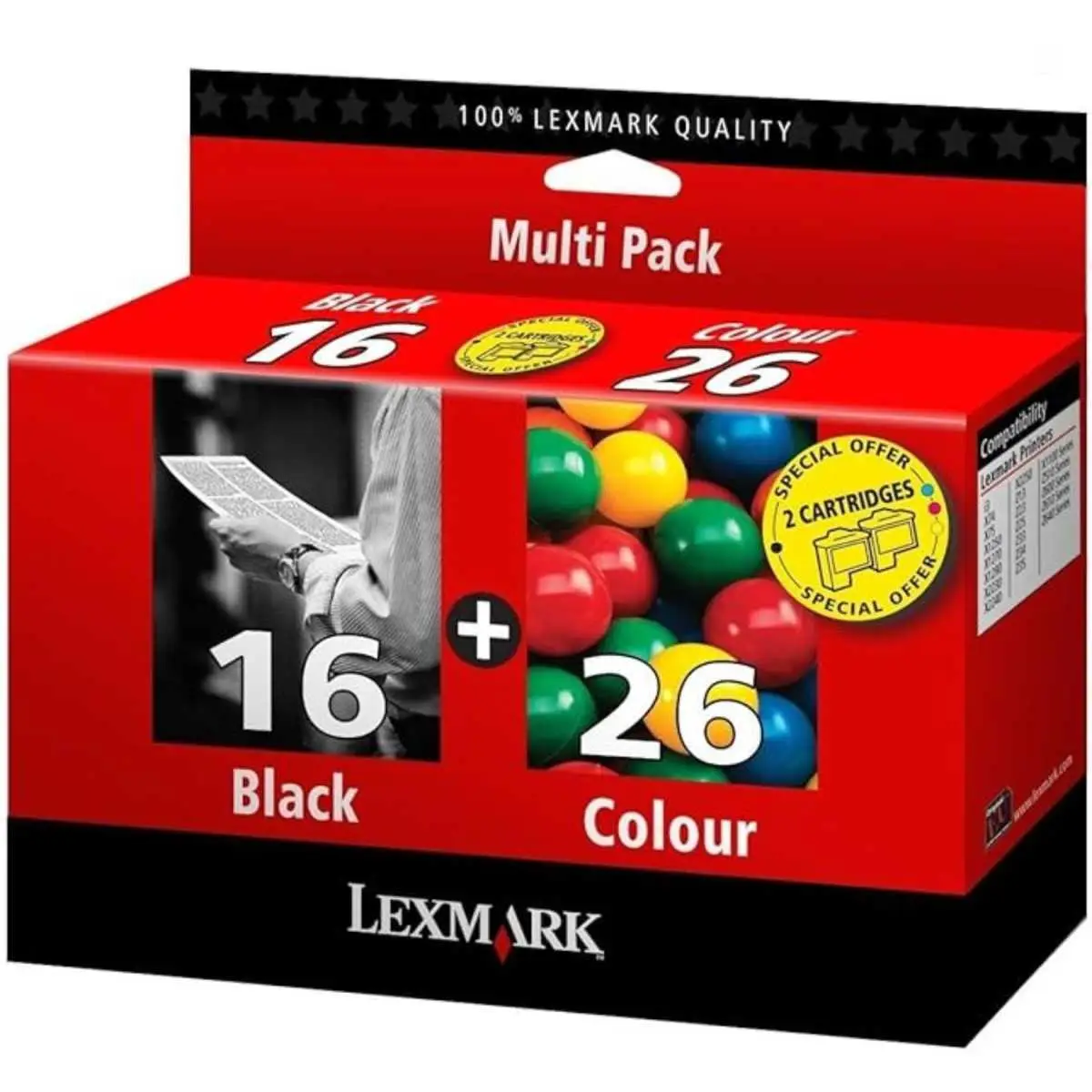 Lexmark 16/26 Noir couleur Pack de 2 Cartouches au meilleur prix Lexmark 16/26 Noir couleur Pack de 2 Cartouches au meilleur prix