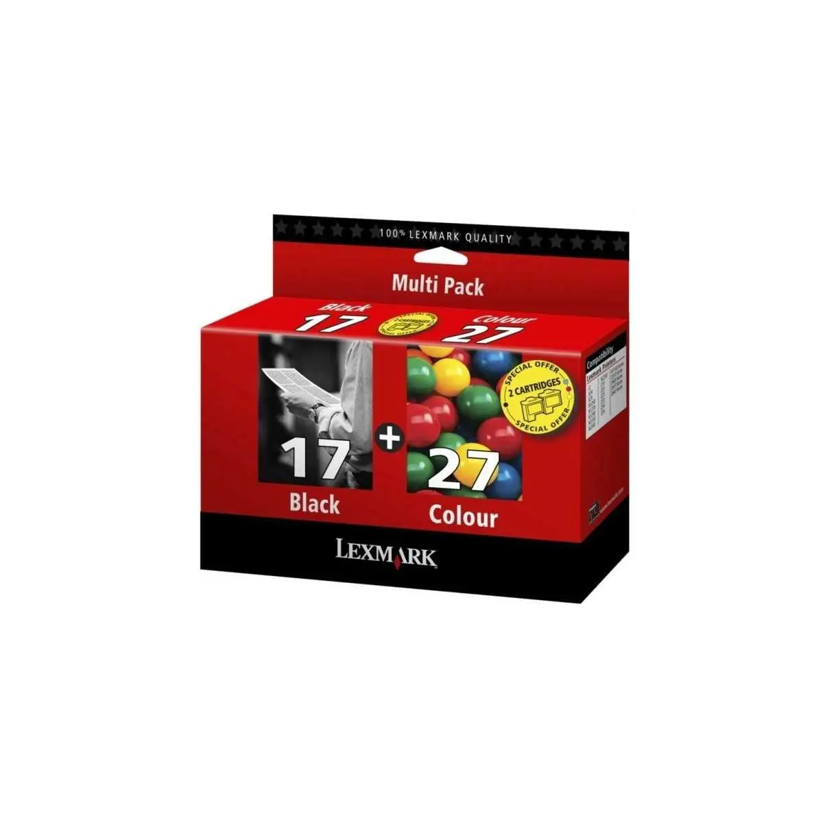Lexmark 17/27 Noir couleur Pack de cartouches authentiques au meilleur prix Lexmark 17/27 Noir couleur Pack de cartouches authentiques au meilleur prix