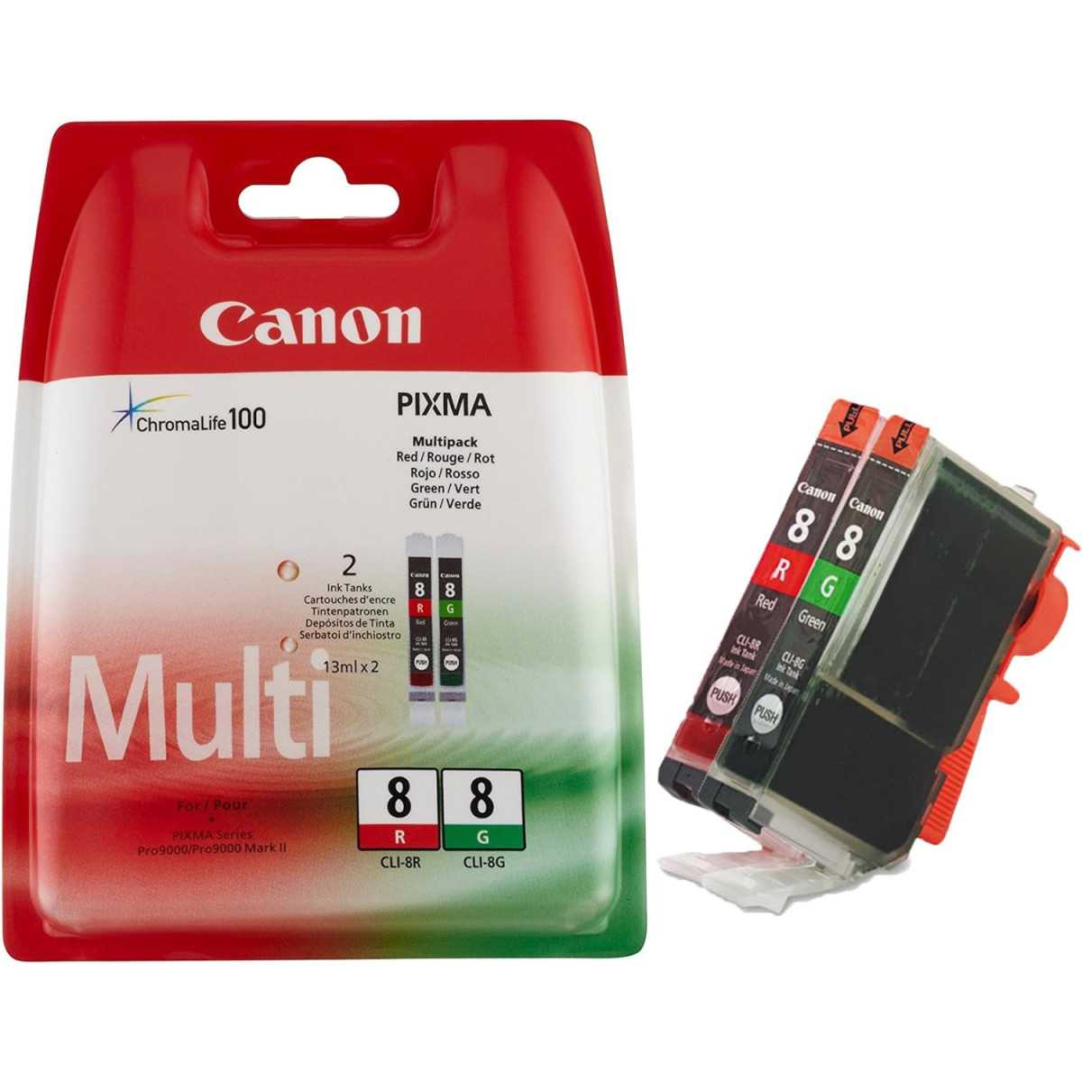 Canon CLI-8 R/G Rouge et vert Pack de 2 Cartouches au meilleur prix Canon CLI-8 R/G Rouge et vert Pack de 2 Cartouches au meilleur prix