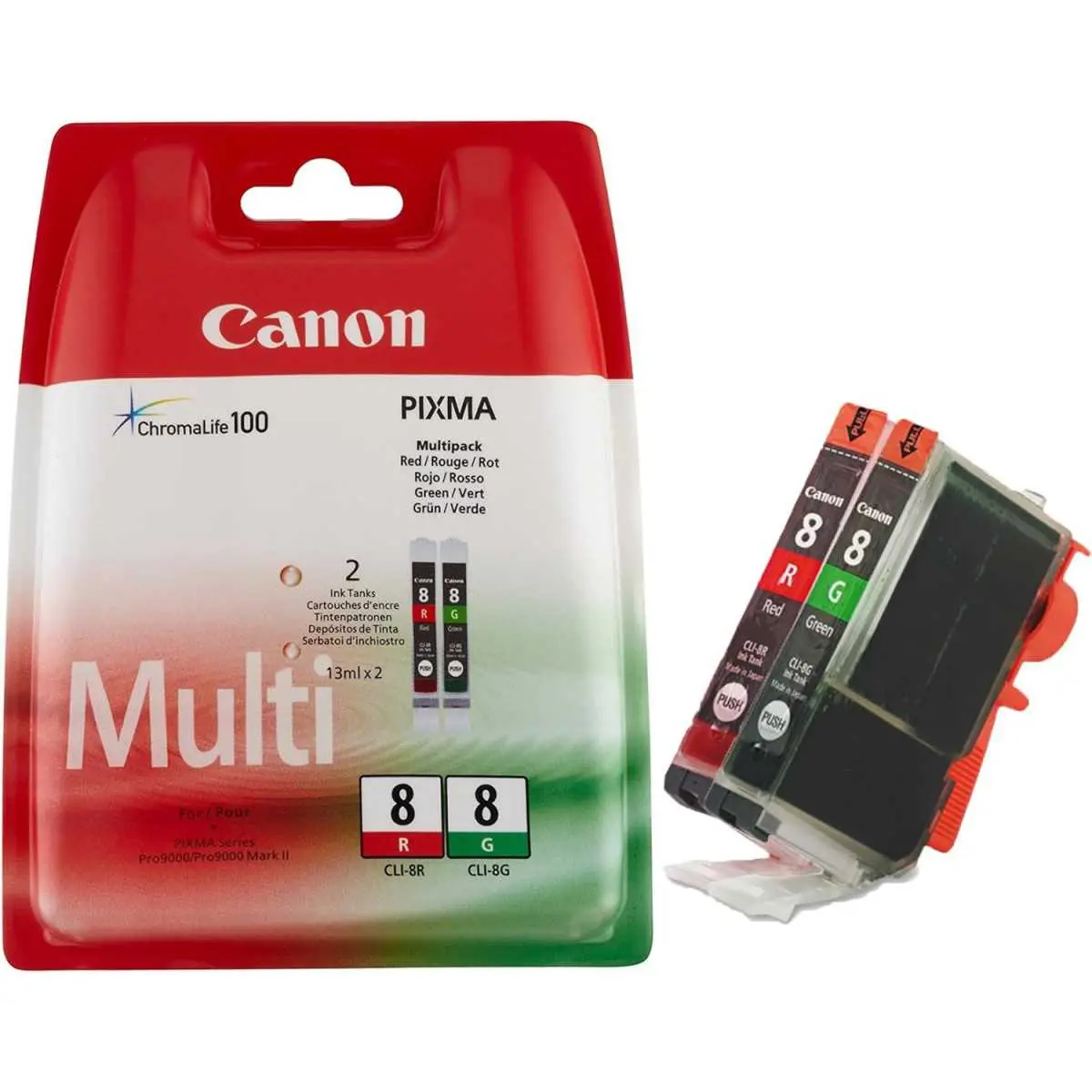 Canon CLI-8 R/G Rouge et vert Pack de cartouches authentiques au meilleur prix Canon CLI-8 R/G Rouge et vert Pack de cartouches authentiques au meilleur prix