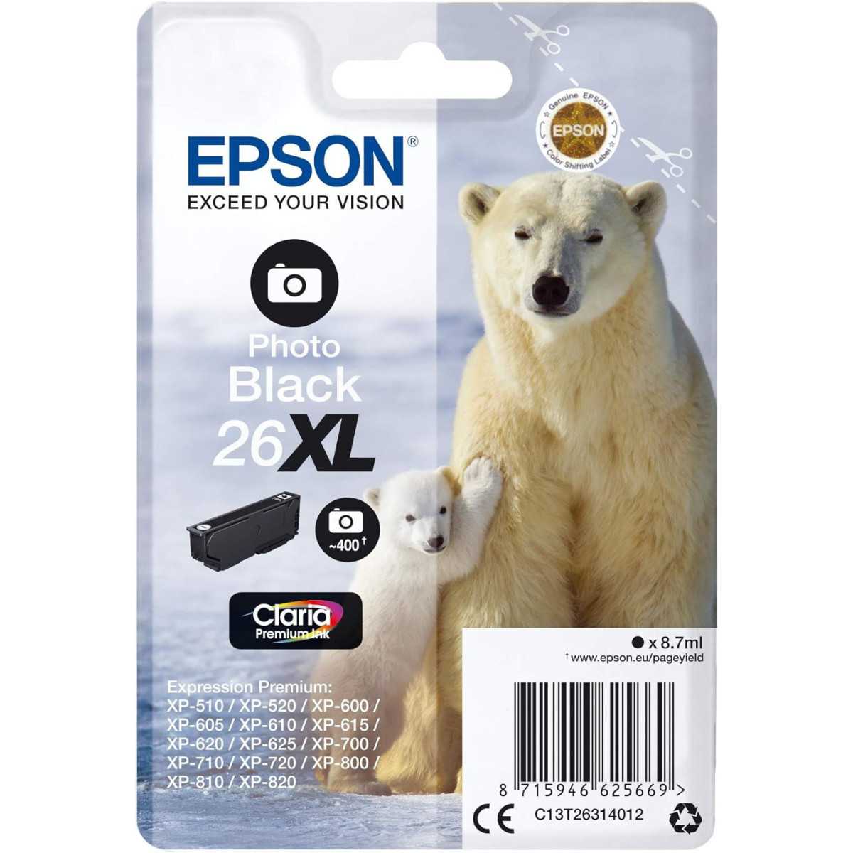 Epson 26XL Photo noir Ours Polaire Cartouche au meilleur prix Epson 26XL Photo noir Ours Polaire Cartouche au meilleur prix