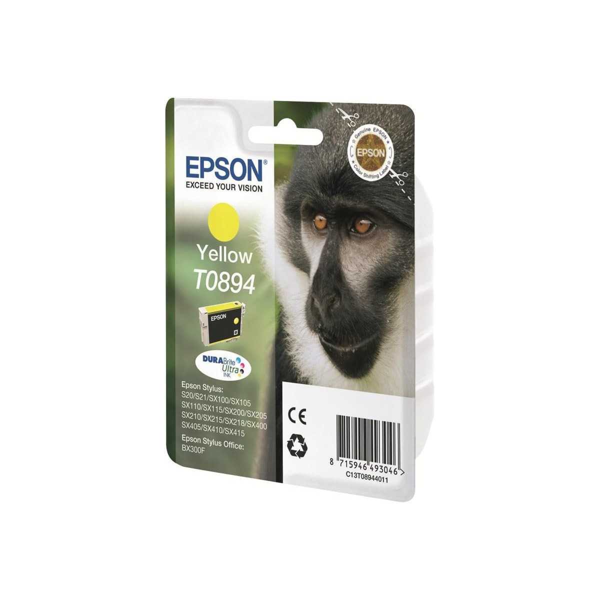 Epson T0894 Singe Jaune Cartouche d'encre d'origine au meilleur prix Epson T0894 Singe Jaune Cartouche d'encre d'origine au meilleur prix