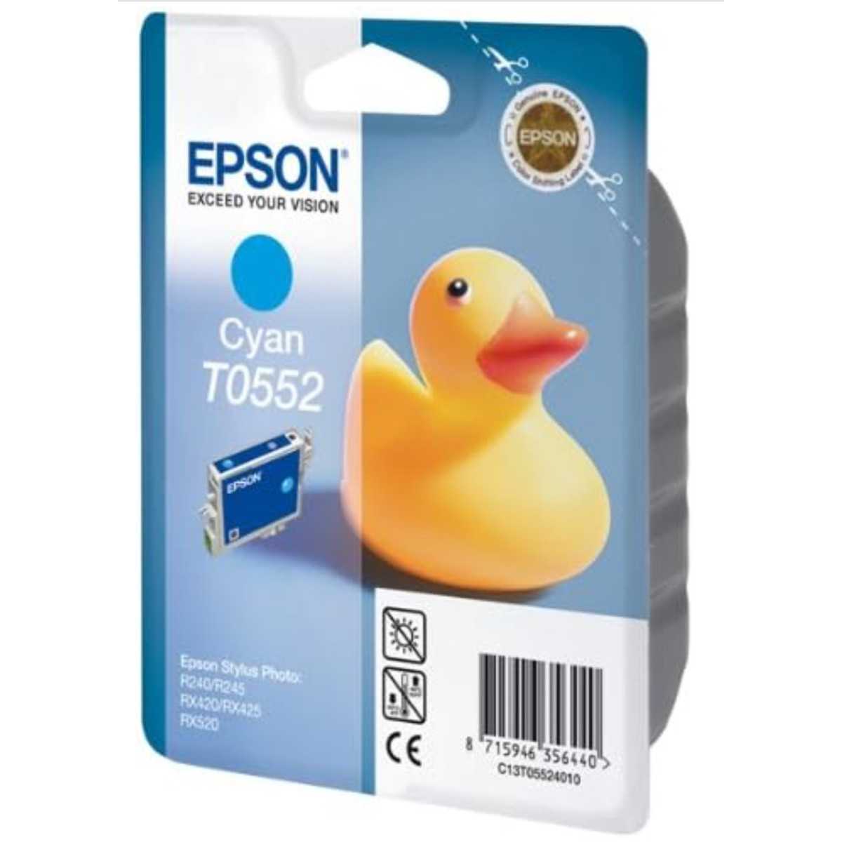 Epson T0552 Canard Cyan Cartouche d'encre d'origine au meilleur prix Epson T0552 Canard Cyan Cartouche d'encre d'origine au meilleur prix