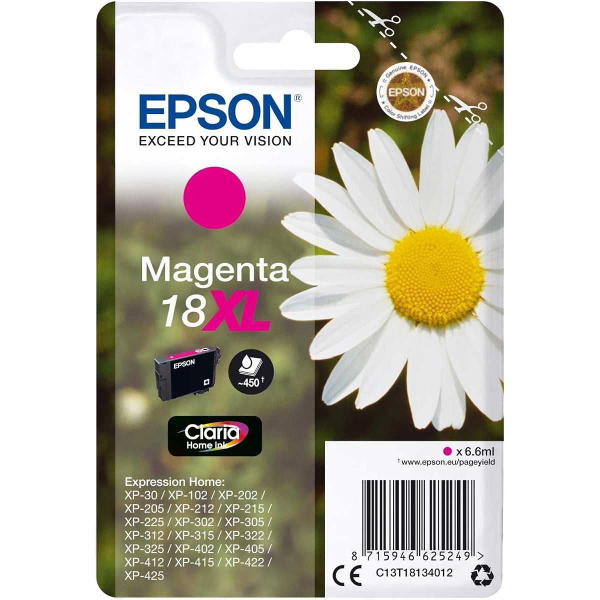 Epson 18XL Magenta Pâquerette Cartouche d'encre au meilleur prix Epson 18XL Magenta Pâquerette Cartouche d'encre au meilleur prix