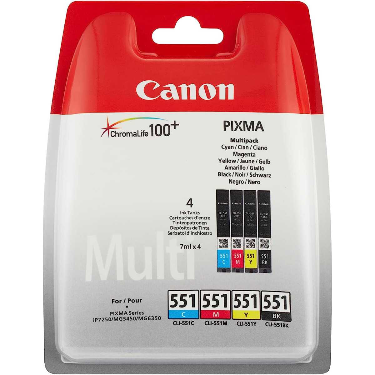 Canon CLI-551 Noir couleur Pack de 4 Cartouches au meilleur prix Canon CLI-551 Noir couleur Pack de 4 Cartouches au meilleur prix