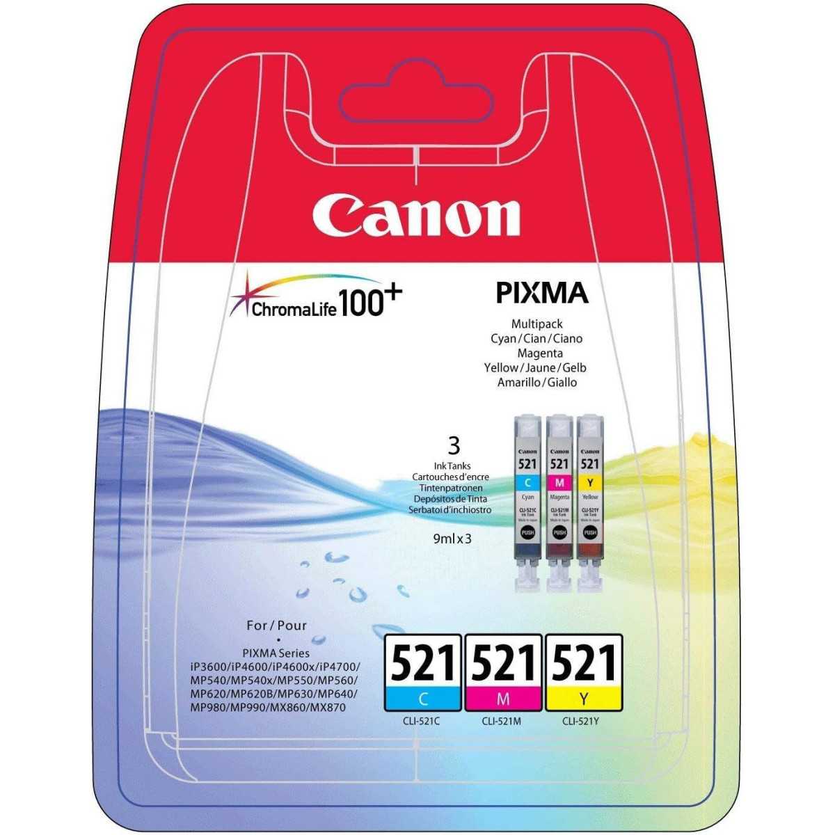 Canon CLI-521 Couleur Pack de 3 Cartouches d'encre au meilleur prix Canon CLI-521 Couleur Pack de 3 Cartouches d'encre au meilleur prix