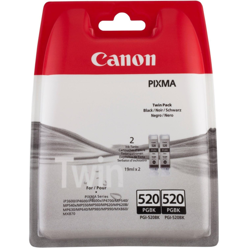 Canon PGI-520BK Noir Pack de 2 cartouches authentiques au meilleur prix