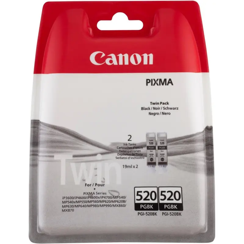 Canon PGI-520BK Noir Pack de 2 cartouches authentiques au meilleur prix