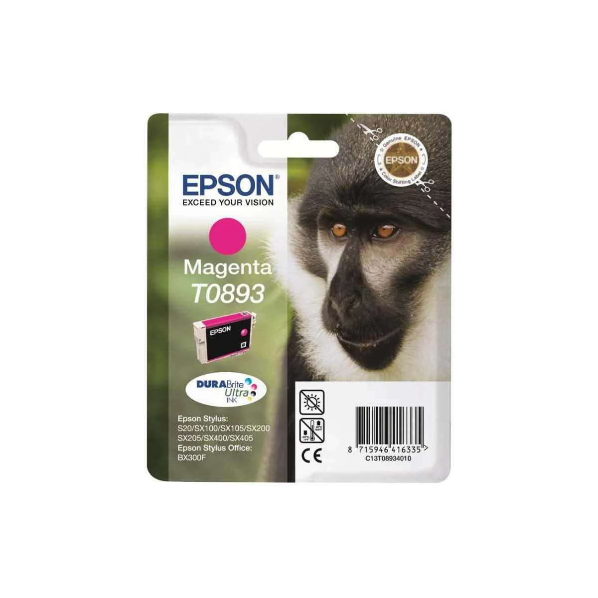 Epson T0893 Singe Magenta Cartouche d'encre d'origine au meilleur prix Epson T0893 Singe Magenta Cartouche d'encre d'origine au meilleur prix