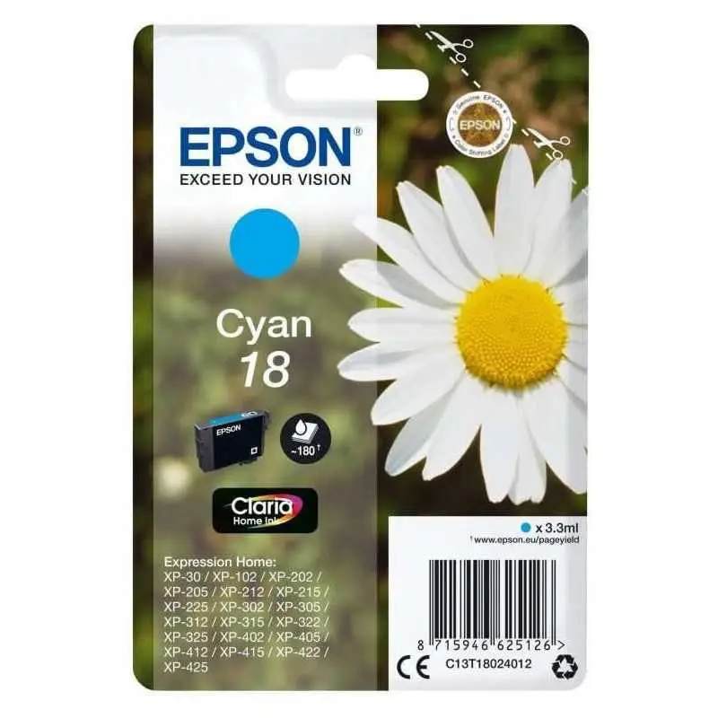 Epson 18 Cyan Pâquerette Cartouche d'encre d'origine au meilleur prix