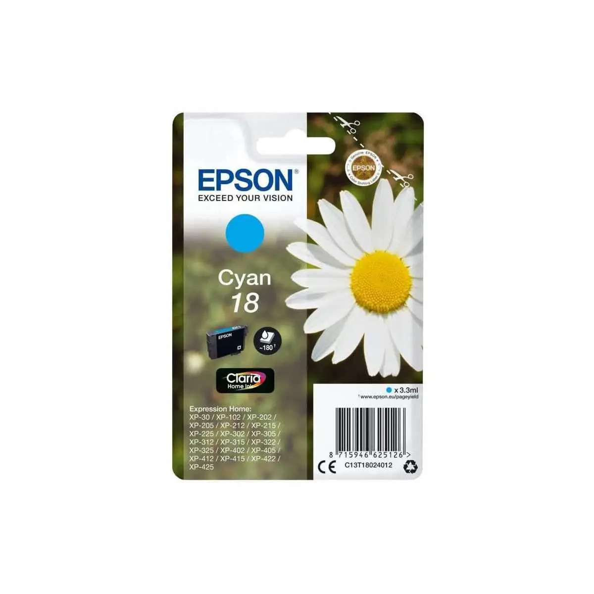 Epson 18 Cyan Pâquerette Cartouche d'encre d'origine au meilleur prix