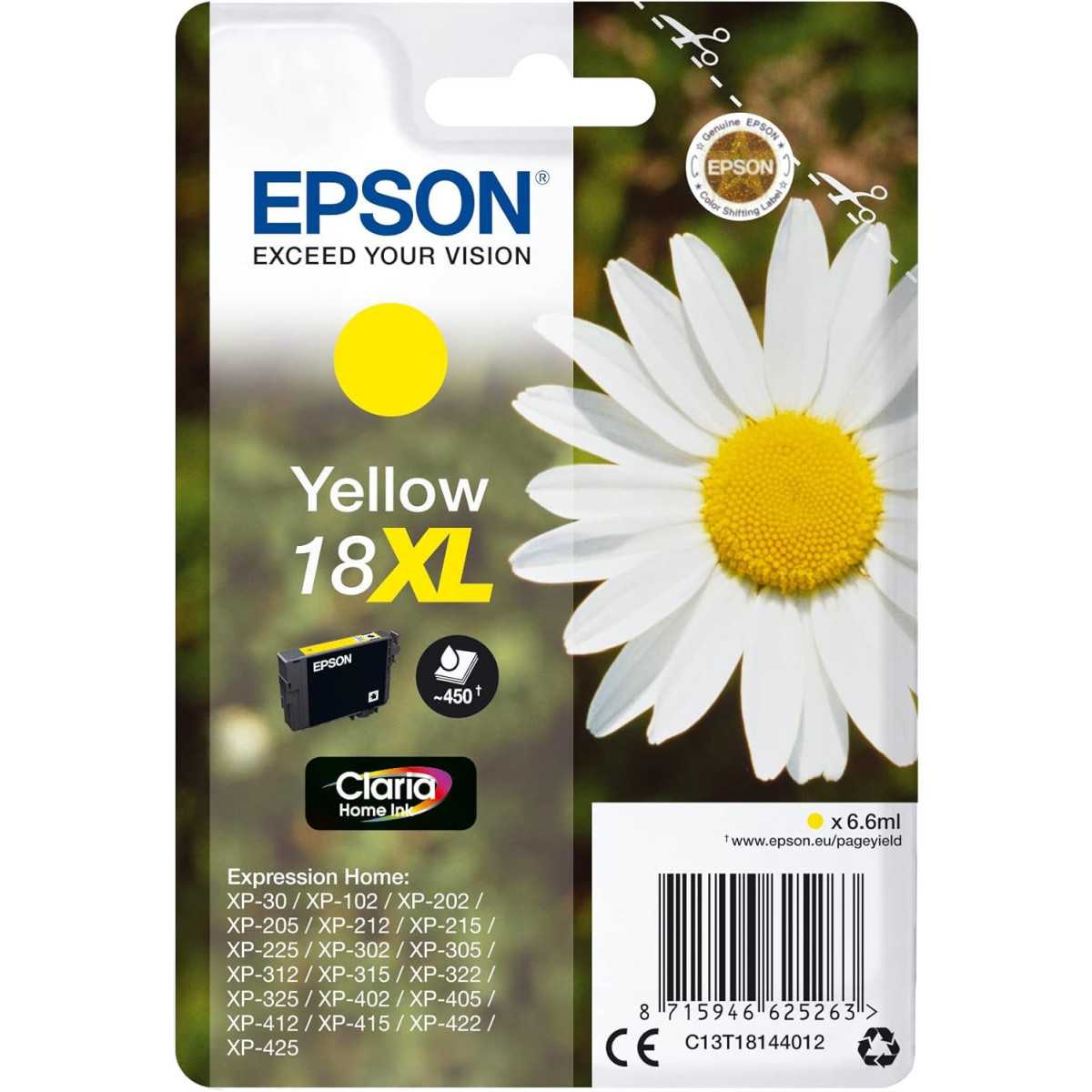 Epson 18XL Jaune Pâquerette Cartouche authentique au meilleur prix Epson 18XL Jaune Pâquerette Cartouche authentique au meilleur prix