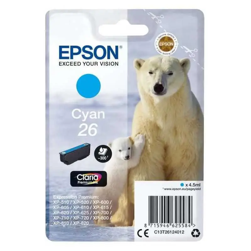 Epson 26 Cyan Ours polaire Cartouche authentique au meilleur prix