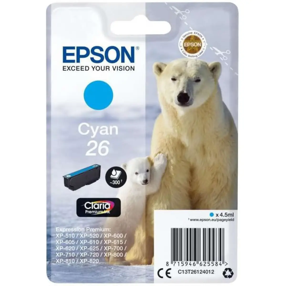 Epson 26 Cyan Ours polaire Cartouche authentique au meilleur prix