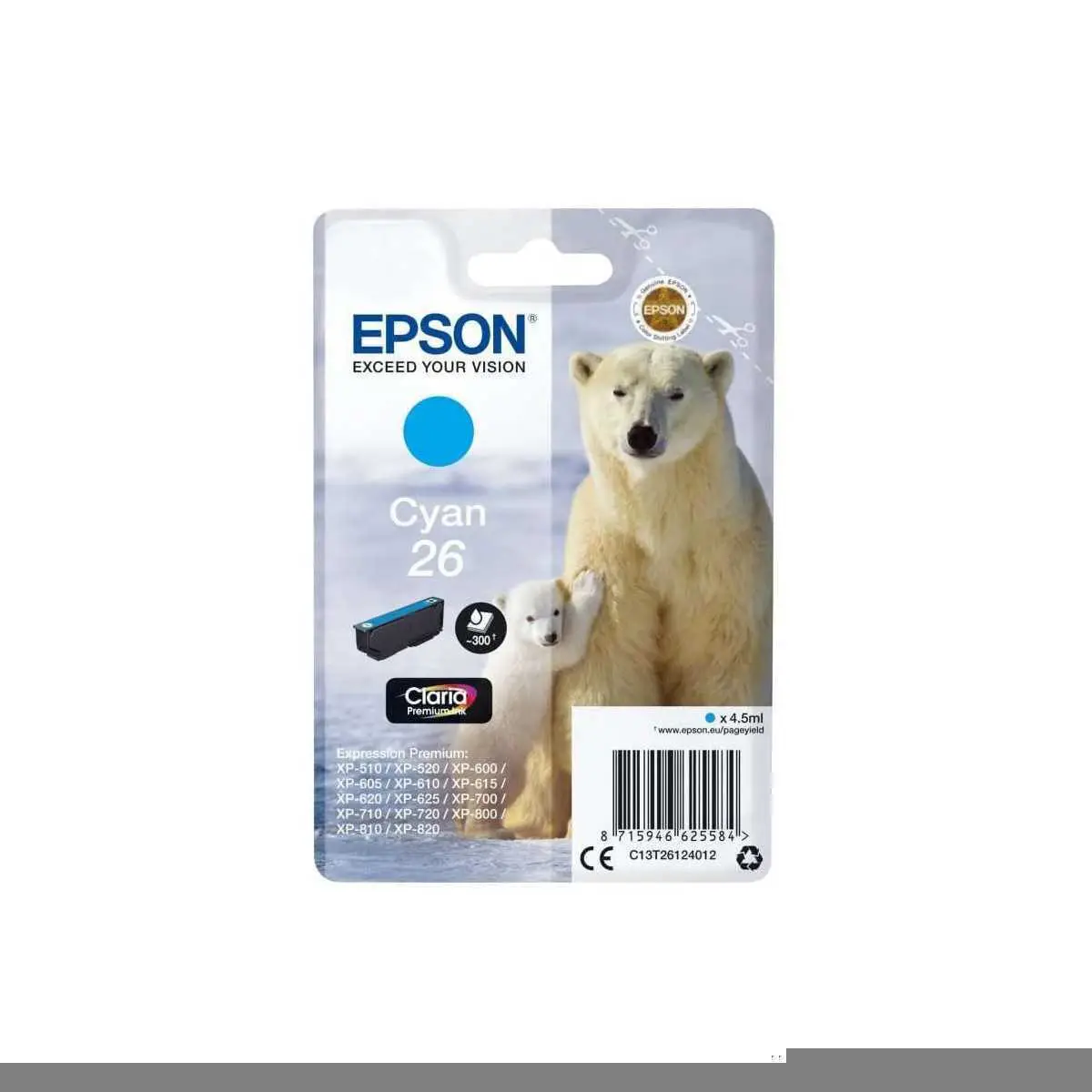 Epson 26 Cyan Ours polaire Cartouche authentique au meilleur prix