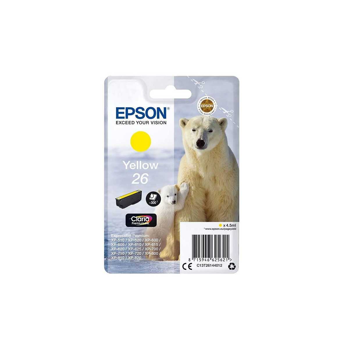 Epson 26 Jaune Ours Polaire Cartouche d'origine au meilleur prix Epson 26 Jaune Ours Polaire Cartouche d'origine au meilleur prix