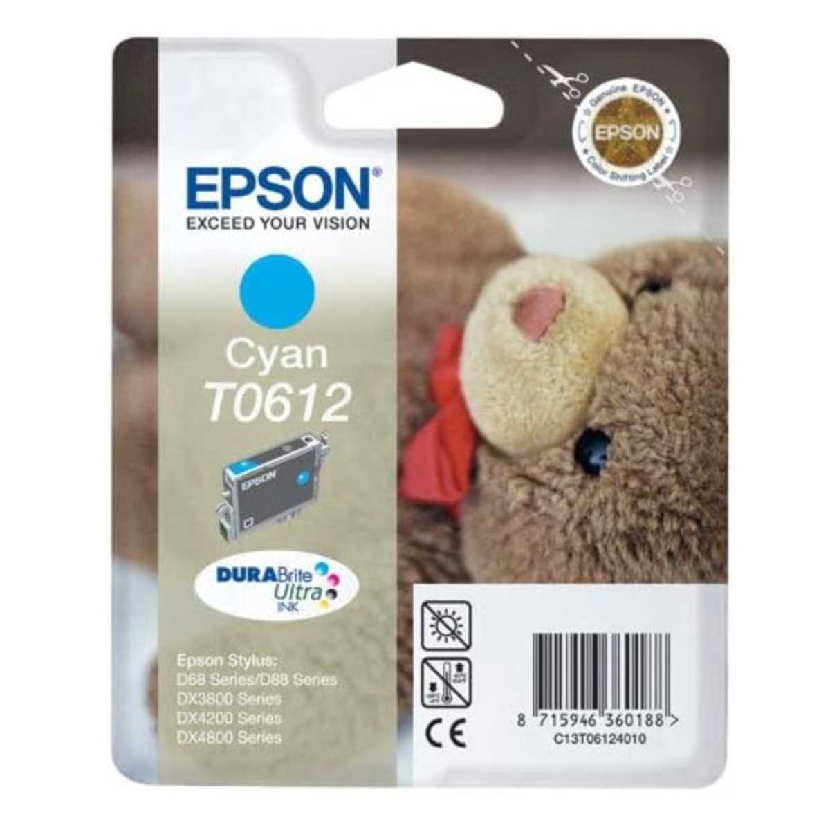 Epson T0612 Ourson Cyan Cartouche d'encre d'origine au meilleur prix Epson T0612 Ourson Cyan Cartouche d'encre d'origine au meilleur prix