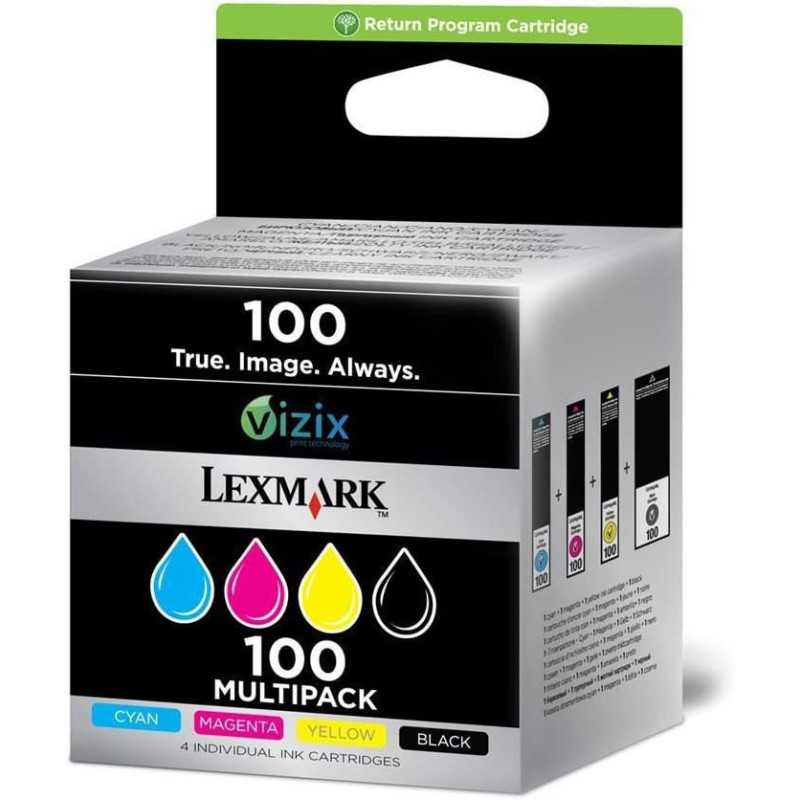 Lexmark 100 Noir couleur Pack de 4 Cartouches au meilleur prix
