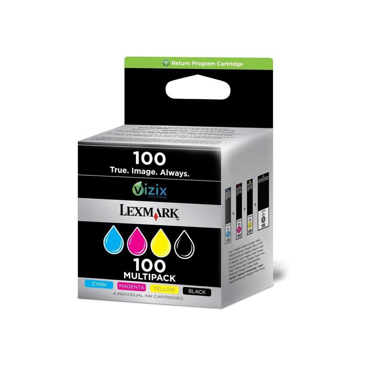 Lexmark 100 Noir couleur Pack de 4 Cartouches au meilleur prix Lexmark 100 Noir couleur Pack de 4 Cartouches au meilleur prix
