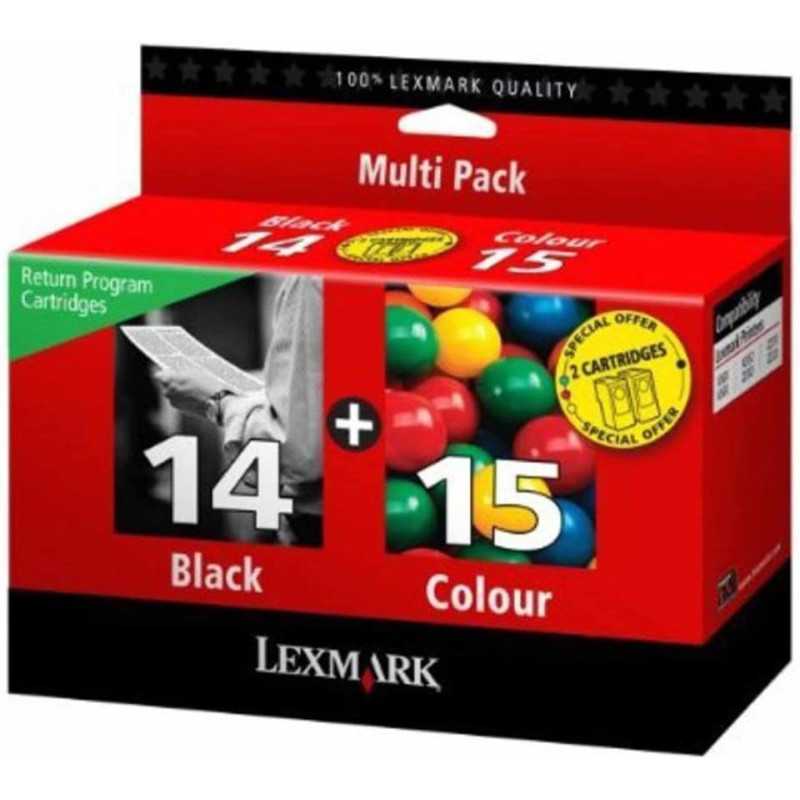 Lexmark 14/15 Noir couleur Pack de 2 Cartouches au meilleur prix