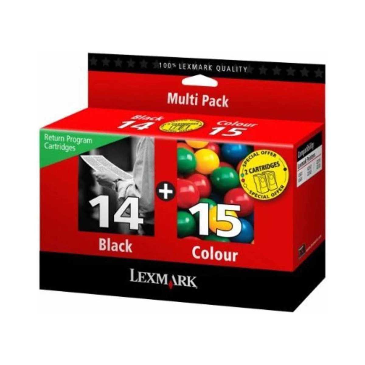 Lexmark 14/15 Noir couleur Pack de 2 Cartouches au meilleur prix Lexmark 14/15 Noir couleur Pack de 2 Cartouches au meilleur prix