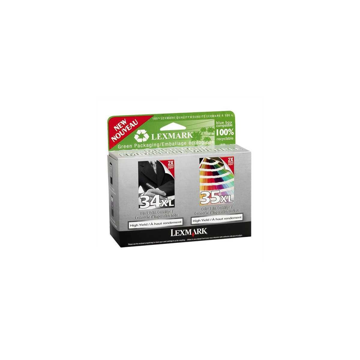 Lexmark 34XL/35XL Noir couleur Pack de 2 cartouches au meilleur prix Lexmark 34XL/35XL Noir couleur Pack de 2 cartouches au meilleur prix