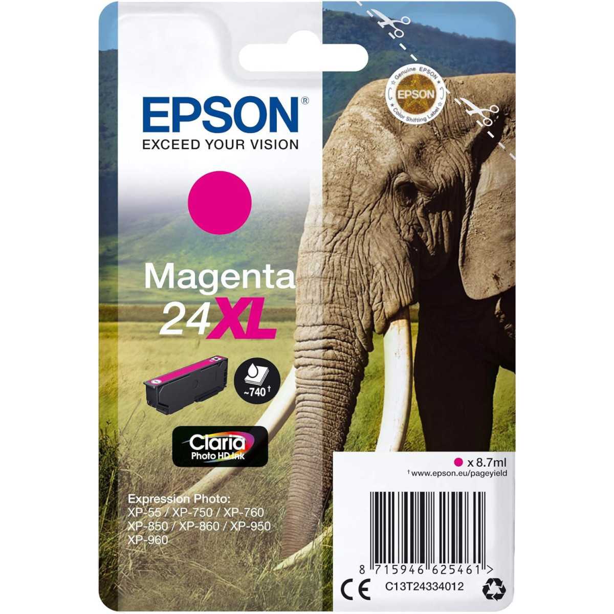 Epson 24XL Magenta Eléphant Cartouche authentique au meilleur prix Epson 24XL Magenta Eléphant Cartouche authentique au meilleur prix
