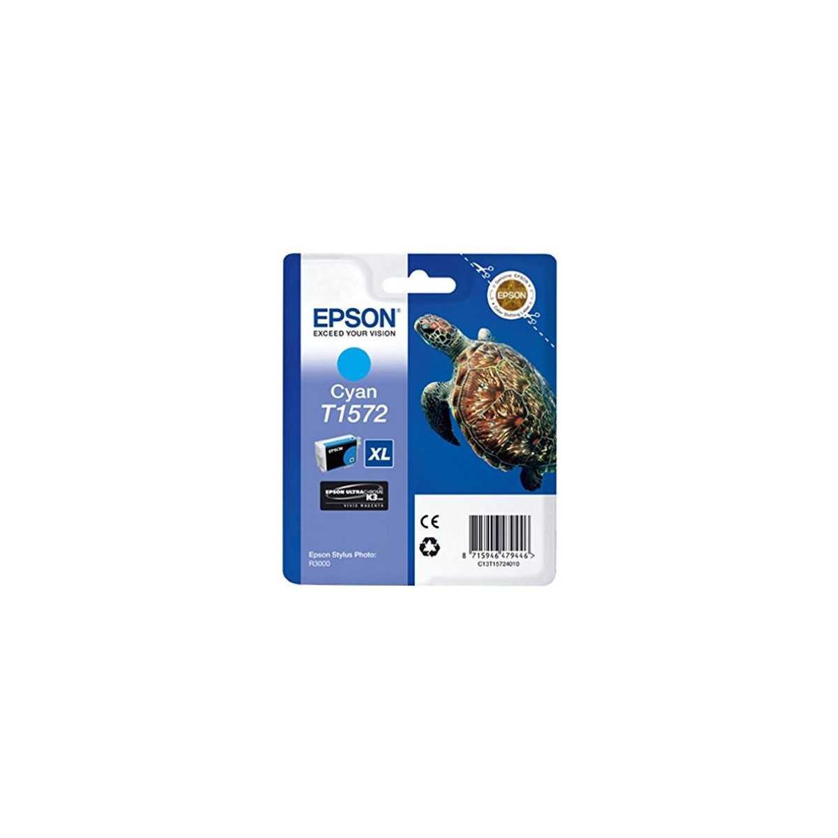 Epson T1572 Cyan Tortue Cartouche authentique au meilleur prix Epson T1572 Cyan Tortue Cartouche authentique au meilleur prix