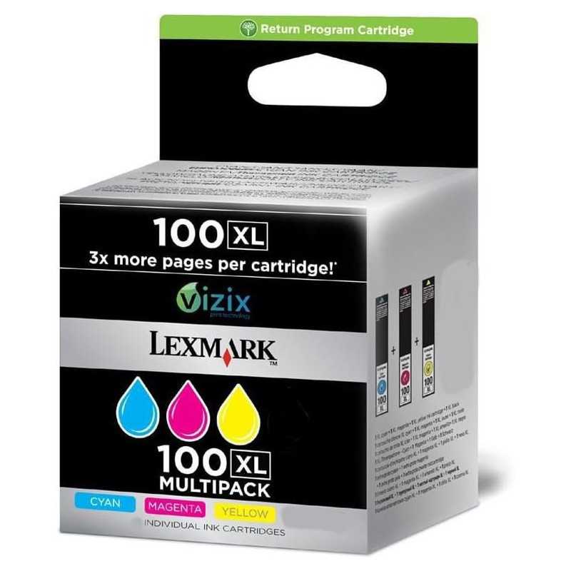 Lexmark 100XL Couleur Pack de 3 cartouches d'origine au meilleur prix Lexmark 100XL Couleur Pack de 3 cartouches d'origine au meilleur prix