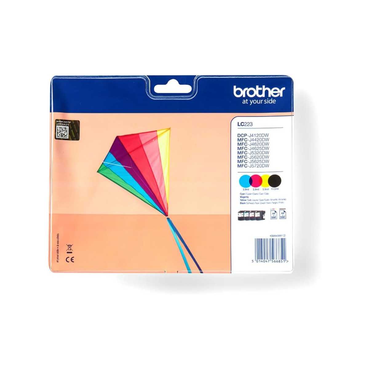 Brother LC223 Noir couleur de 4 cartouches d'encre d'origine Brother LC223 Noir couleur de 4 cartouches d'encre d'origine
