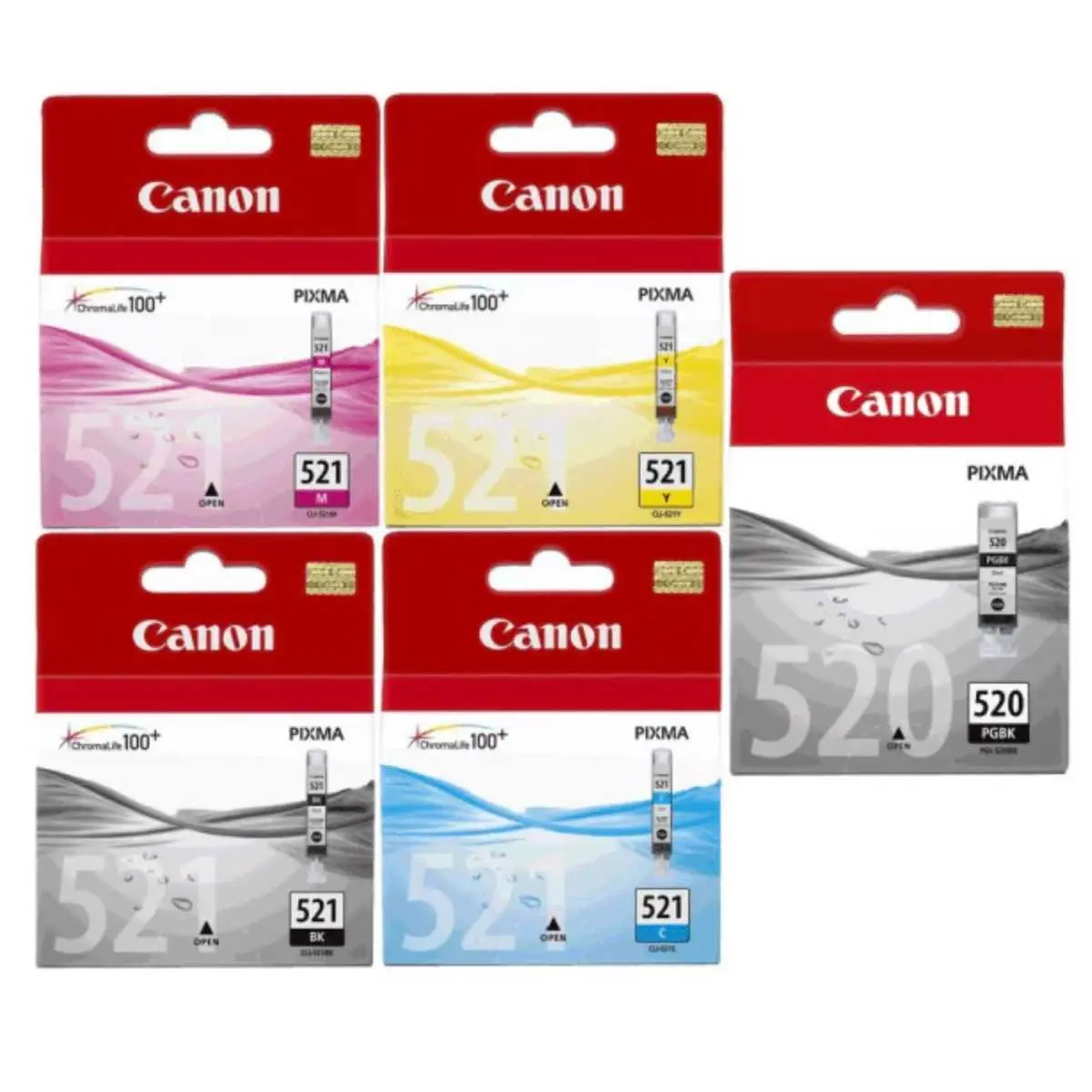 Canon PGI-520/CLI-521 Pack de 5 Cartouches au meilleur prix Canon PGI-520/CLI-521 Pack de 5 Cartouches au meilleur prix