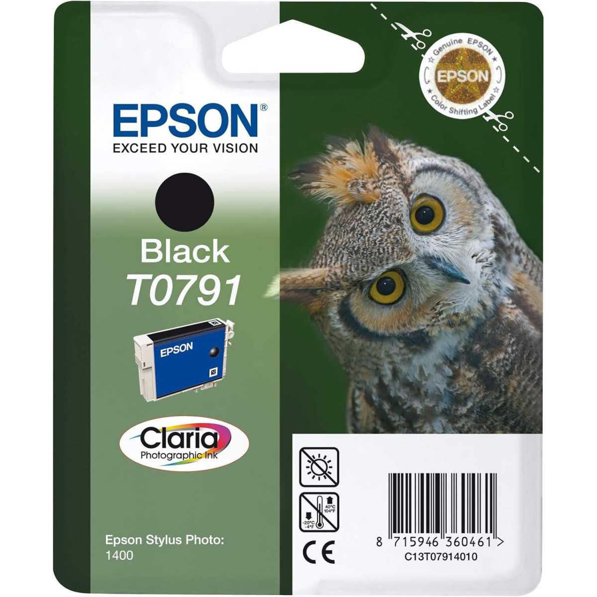 Epson T0791 Chouette Noir Cartouche d'encre au meilleur prix Epson T0791 Chouette Noir Cartouche d'encre au meilleur prix