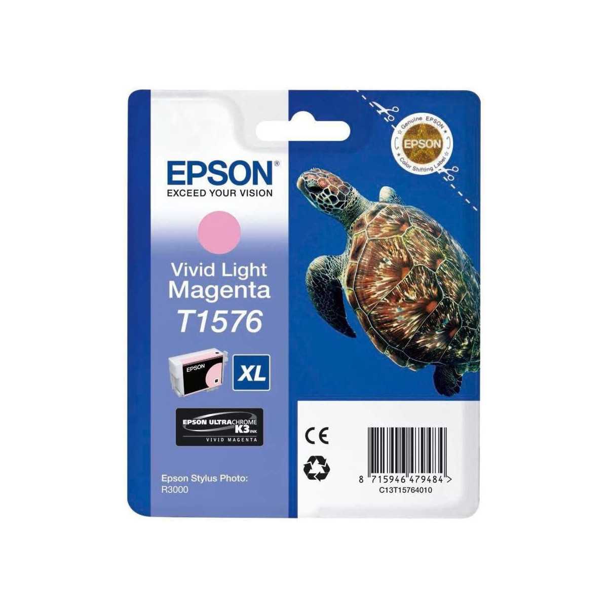 Epson T1576 Magenta Clair Tortue Cartouche authentique au meilleur prix Epson T1576 Magenta Clair Tortue Cartouche authentique au meilleur prix